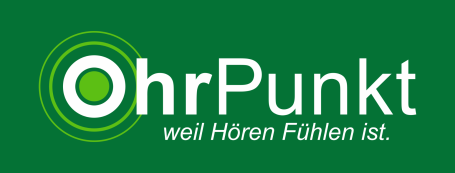 Logo von OhrPunkt mit dem Slogan: "weil Hören Fühlen ist"
